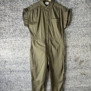 Darling, Jumpsuit Womens‎ Small Olive Green Button Front Utility Cotton Boiler
